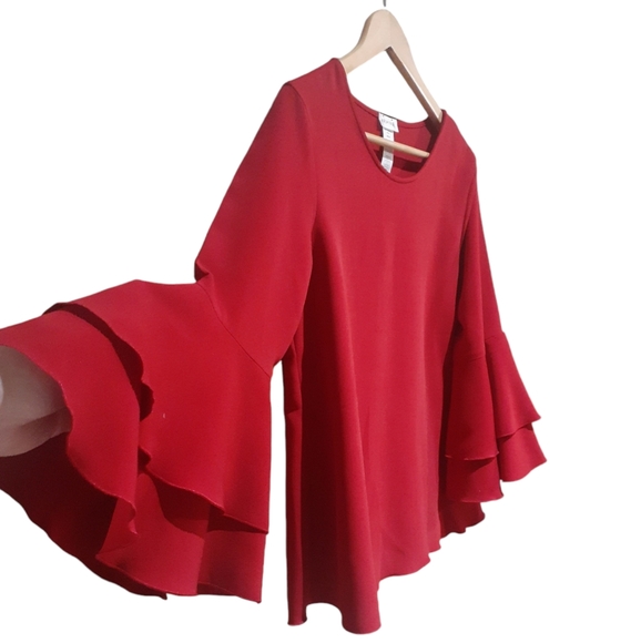 Arianne Women's Ruffle Sleeve Blouse Red Size Medium - Picture 3 of 5